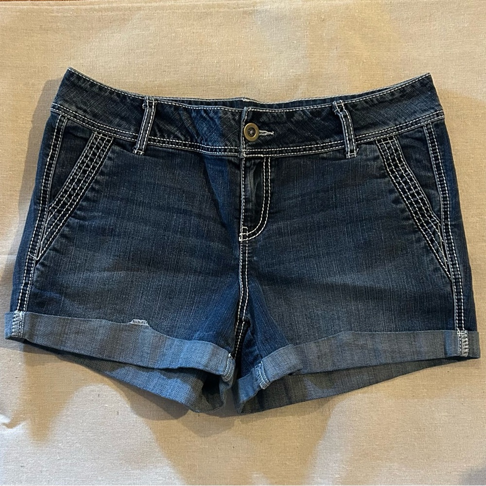Maurices Blue Jean Shorts with Cuffed Hem and Classic Style